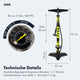 AARON Sport One Fahrradpumpe - Gelb mit großem Manometer bis 11 Bar und stabilem Standfuß aus Stahl