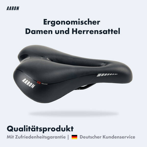 AARON Trekking Fahrradsattel für MTB, City und Trekking mit ergonomischem Design, wasserdicht und atmungsaktiv für Damen und Herren.