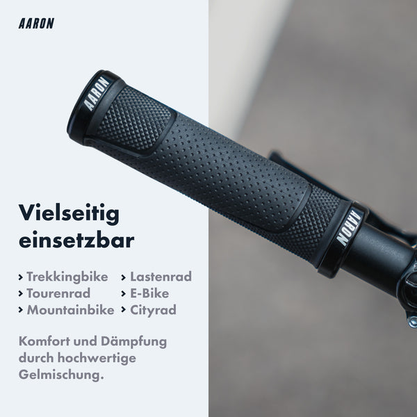 AARON MTB Fahrradgriffe - Schwarz mit rutschfester Oberfläche und ergonomischem Komfort für vielseitige Fahrräder