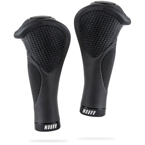 AARON Ergonomic Fahrradgriffe in Schwarz mit Gel-Dämpfung und ergonomischer Form für mehr Fahrkomfort.