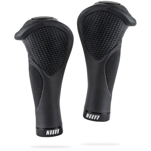 AARON Ergonomic Fahrradgriffe in Schwarz mit Gel-Dämpfung und ergonomischer Form für mehr Fahrkomfort.