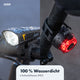 AARON LUX Fahrradlicht Set StVZO zugelassen, wasserdicht mit Front- und Rücklicht, IPX5 Schutzklasse bei Regen.