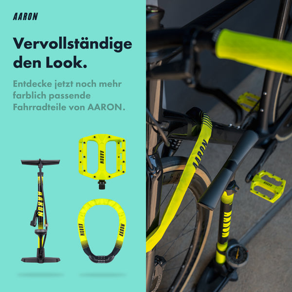 AARON Fit Fahrradgriffe - Ergonomisch - Gelb am Fahrrad montiert