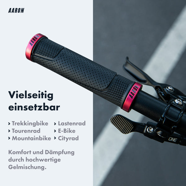 AARON MTB Fahrradgriffe - Rot mit ergonomischem Design und komfortabler Gelmischung für sicheren Halt am Fahrradlenker.