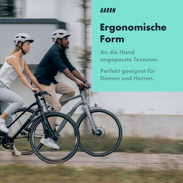 AARON Comfy Fahrradgriffe - Ergonomisch - Schwarz mit schmerzfreier Form für komfortables Fahren bei Damen und Herren.