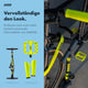 AARON Lock One Fahrradschloss mit Zahlencode - Gelb in Werbebild mit gelbem Fahrradzubehör am Fahrrad