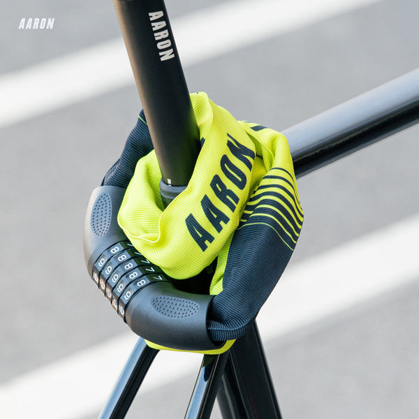 AARON Lock One Fahrradschloss mit Zahlencode - Gelb um Fahrradrahmen geschlungen für sicheren Diebstahlschutz