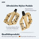 AARON Dirt MTB Fahrradpedale - Beige aus ultraleichtem Nylon mit 8 austauschbaren Pins und Industrielagern.