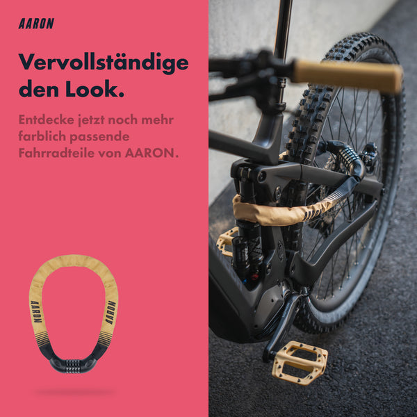 AARON Dirt Pedale - Beige - B-WARE am Mountainbike mit beigefarbenen Details