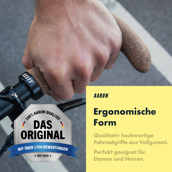 AARON Horn Fahrradgriffe - Kork - B-WARE mit ergonomischer Form am Fahrradlenker
