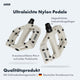 AARON Dirt MTB Fahrrad Pedale - Weiß mit Nylon, 8 Pins, Industrielagern und langlebiger CroMo-Achse für MTB und Downhill.
