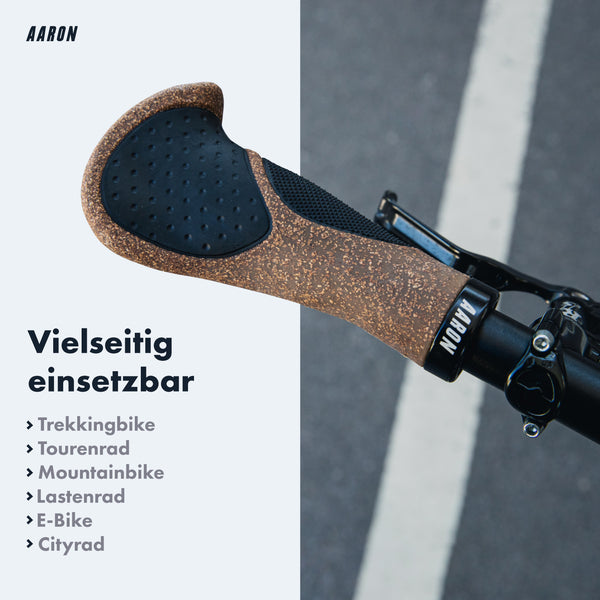 AARON Ergonomic Fahrradgriffe - Kork - B-WARE am Fahrradlenker für Trekkingbike und Mountainbike