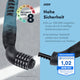 AARON Lock One Fahrradschloss mit Zahlencode Grau Blau mit 5-stelligem Zahlenschloss und hoher Sicherheitsschutz Level 8