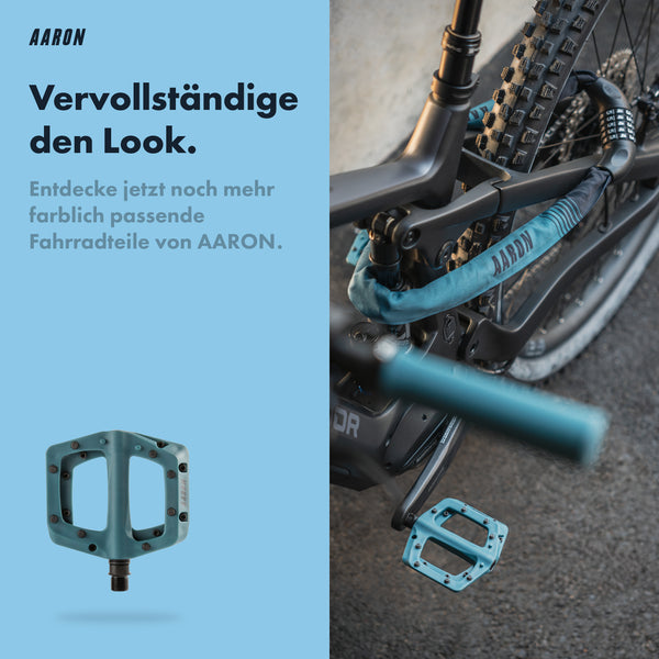 AARON Lock One Fahrradschloss mit Zahlencode - Grau Blau am Mountainbike