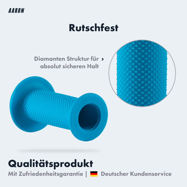 AARON KIDO Fahrradgriff für Kinder - Blau mit rutschfester Diamanten Struktur für sicheren Halt und hohem Prallschutz