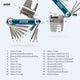 AARON Tool 20 in 1 Multitool Fahrrad Multifunktionswerkzeug Blau mit Inbus, Torx, Speichenschlüssel und Kettennieter.