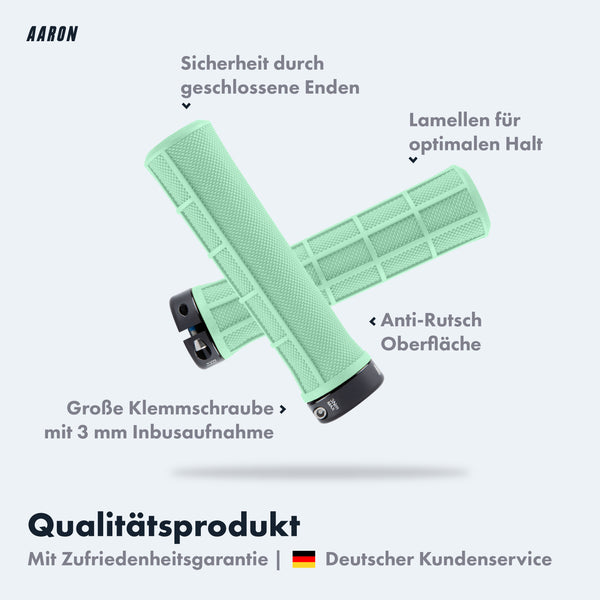 AARON Peak - MTB, Enduro & BMX Fahrradgriffe in Mint mit Anti-Rutsch Oberfläche und Lamellen für optimalen Halt.