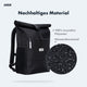 AARON Rolltop Rucksack für Damen und Herren - Schwarz aus 100 Prozent recyceltem Polyester, wasserabweisend