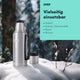 AARON Flask Thermoskanne Silber im Schnee mit Becher vielseitig für Reise, Sport, Arbeit und Alltag.
