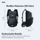 AARON 25L Fahrradrucksack schwarz mit 25 Liter Volumen aus reißfestem Ripstop-Gewebe, Maße 48x29x20 cm.