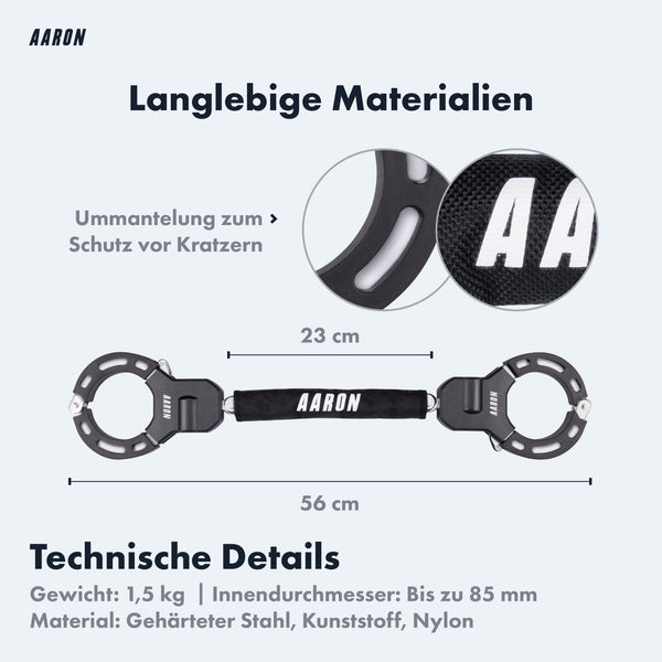 AARON Bolt Handschellenschloss für E-Scooter mit kratzschutz Ummantelung und robustem Stahlstahlkonstruktion, 56 cm lang.