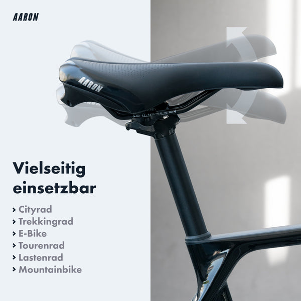 AARON Post Sattelstütze 30,9 oder 31,6 mm, 350mm Länge, schwarz, robust und vielseitig für City- und Trekkingrad.