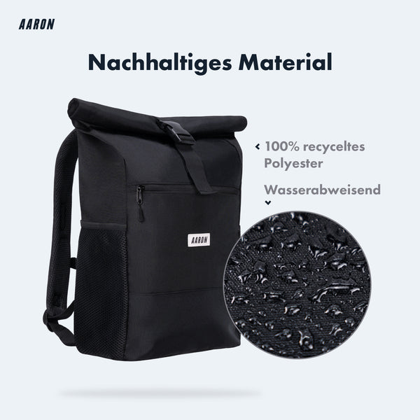 Infografik zum AARON Sport One + Commuter 2.0 + Dirt Bundle aus 100 Prozent recyceltem wasserabweisendem Polyester