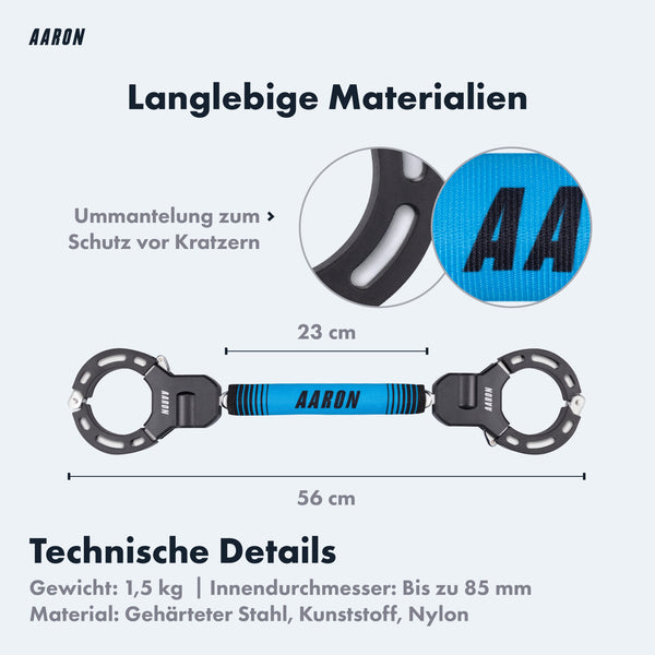 AARON Bolt Handschellenschloss für E-Scooter in Blau mit kratzschutz Ummanatung und robusten Materialien, 56 cm lang.