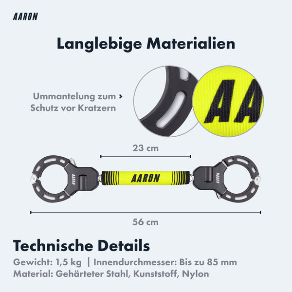 AARON Bolt Handschellenschloss für E-Scooter mit kratzschutz Ummantelung aus gehärtetem Stahl und Nylon in Gelb