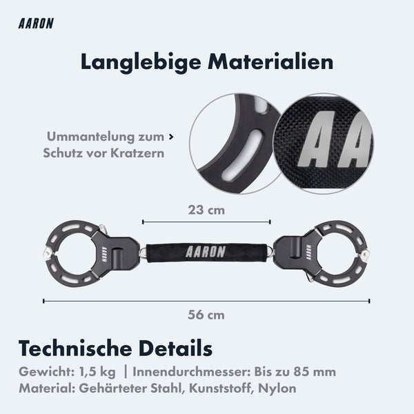 AARON Bolt Handschellenschloss für E-Scooter in Schwarz mit kratzschutz-beschichteter Kette und robustem Stahlbau