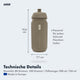 AARON ECO Fahrrad Trinkflasche beige, 500 ml, 100% biologisch abbaubar, BPA-frei, passgenau für Fahrrad Flaschenhalter