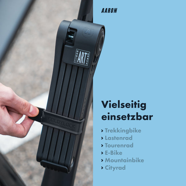 AARON Premium Pro Faltschloss 110 cm Fahrradschloss Sicherheitsstufe 18 vielseitig und sicher für E-Bikes
