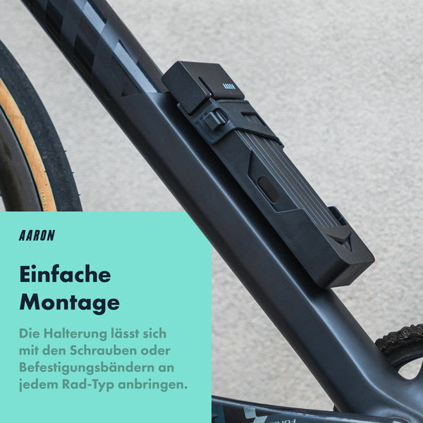 AARON Shield Faltschloss 100 cm mit Halterung zur einfachen Montage an verschiedenen Fahrradtypen