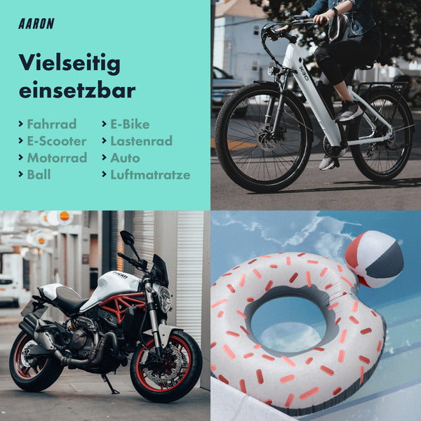 AARON Sport One 2.0 Fahrradpumpe - Gelb vielseitig nutzbar für Fahrrad, Motorrad, Ball und Luftmatratze