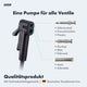 AARON Sport One 3.0 Fahrradpumpe - Blau zeigt universellen Pumpenkopf für alle Ventiltypen auf hellem Hintergrund