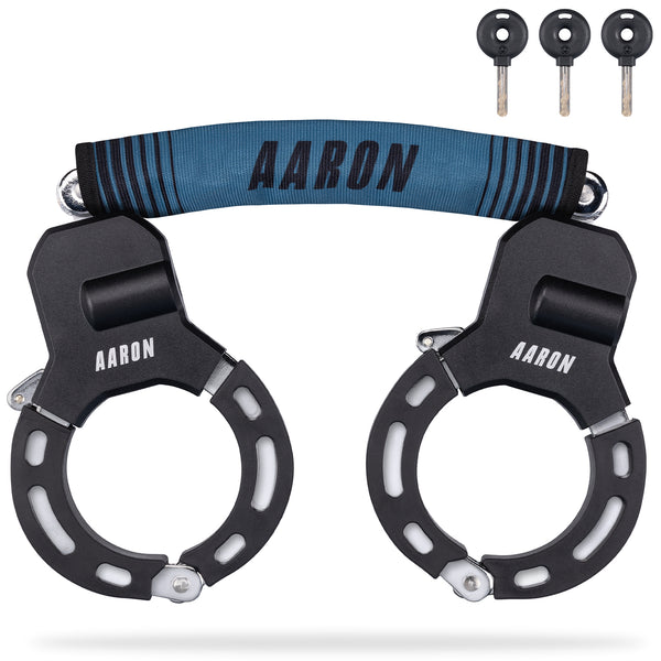 AARON Bolt Handschellenschloss für E-Scooter in Graublau mit robustem, diebstahlsicherem Design und drei Wendeschlüsseln.