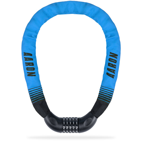 AARON Lock One Fahrradschloss mit Zahlencode Blau, 100 cm lang, mit 5-stelliger Kombination und Nylonschutzhülle.