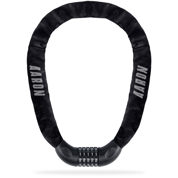 AARON Lock One Fahrradschloss mit Zahlencode in Schwarz, 100 cm lang, mit 5-stelliger Zahlenkombination und Stahlkettengliedern.