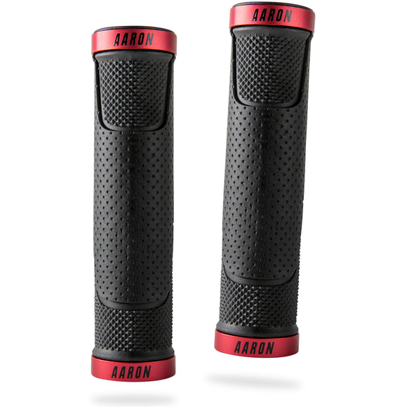 AARON MTB Fahrradgriffe - Rot mit rutschfester Oberfläche und ergonomischem Design für sicheren Halt am Lenker.