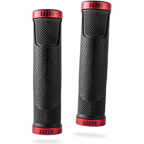AARON MTB Fahrradgriffe - Rot mit rutschfester Oberfläche und ergonomischem Design für sicheren Halt am Lenker.