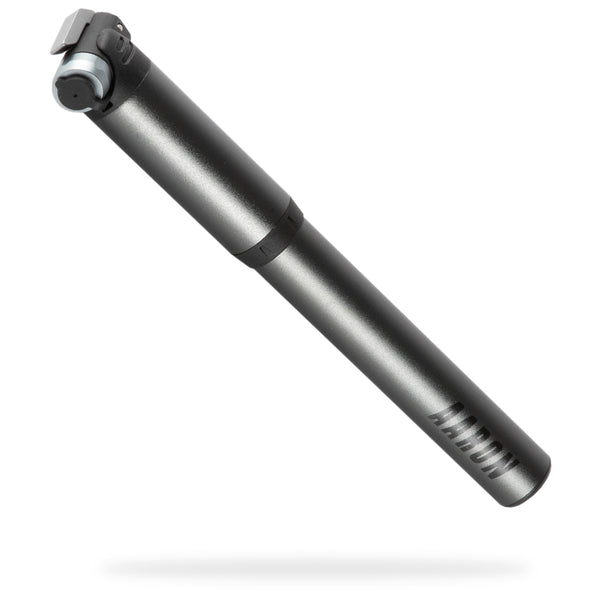 AARON Pocket One - Mini Fahrrad Pumpe Grau, kompakt, leicht, für alle Ventile, bis 7 Bar Hochdruck geeignet, Aluminiumkörper.