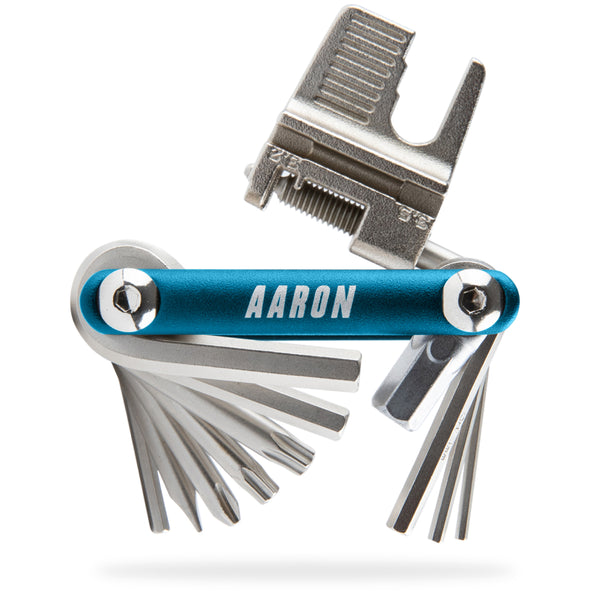 AARON Tool 20 in 1 Multitool Fahrrad Multifunktionswerkzeug Blau mit zahlreichen Inbusschlüsseln und Speichenschlüsseln