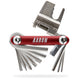 AARON Tool 20 in 1 Multitool Fahrrad Multifunktionswerkzeug in Rot mit vielfältigen Schlüsselaufsätzen und Kettennieter.