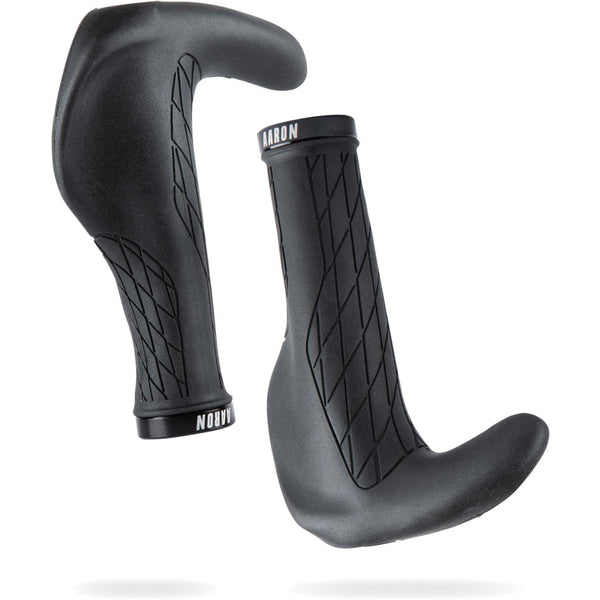 AARON Bull Fahrradgriffe ergonomisch schwarz mit Lenkerhörnchen für schmerzfreie, handgelenkschonende Fahrt und sichere Befestigung