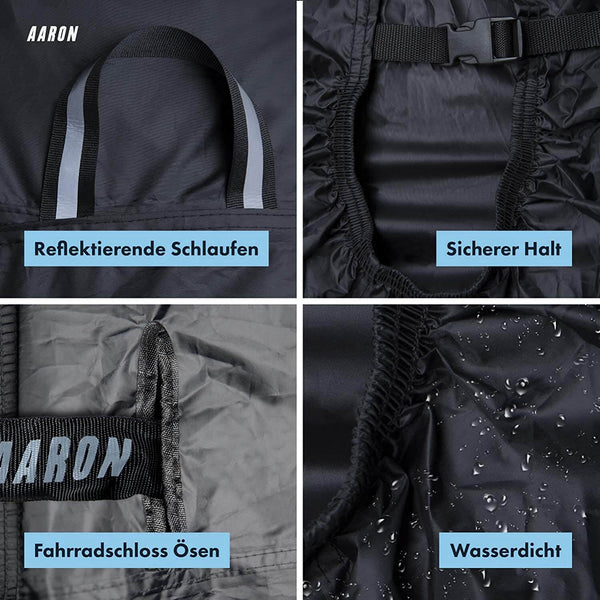 AARON Bikecover Fahrradabdeckung wasserdicht mit reflektierenden Schlaufen und sicherem Halt bis 29 Zoll Fahrradgröße