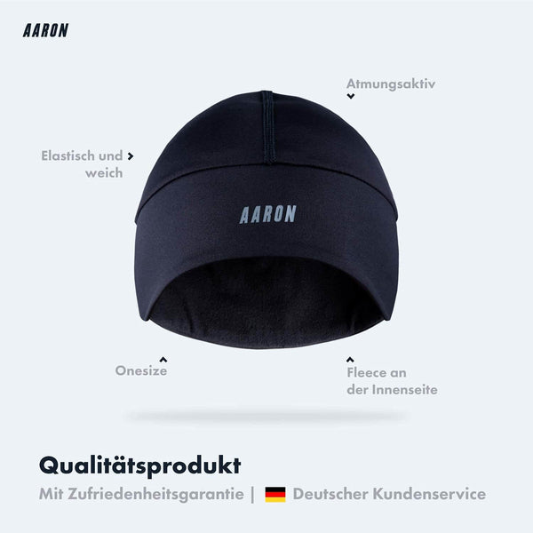 AARON HAT Fahrrad Mütze mit elastischem, atmungsaktivem Material und Fleece-Innenseite für Sport und Outdoor.