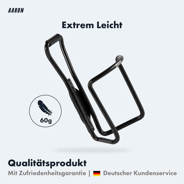 AARON Classic Flaschenhalter Fahrrad aus leichtem Aluminium, universell für 500-750ml Trinkflaschen, rostfrei und robust.