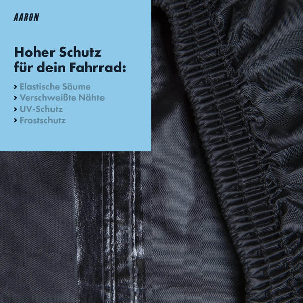 AARON Bikecover Fahrradabdeckung mit elastischen Säumen und verschweißten Nähten für optimalen Schutz bis 29 Zoll Fahrräder.