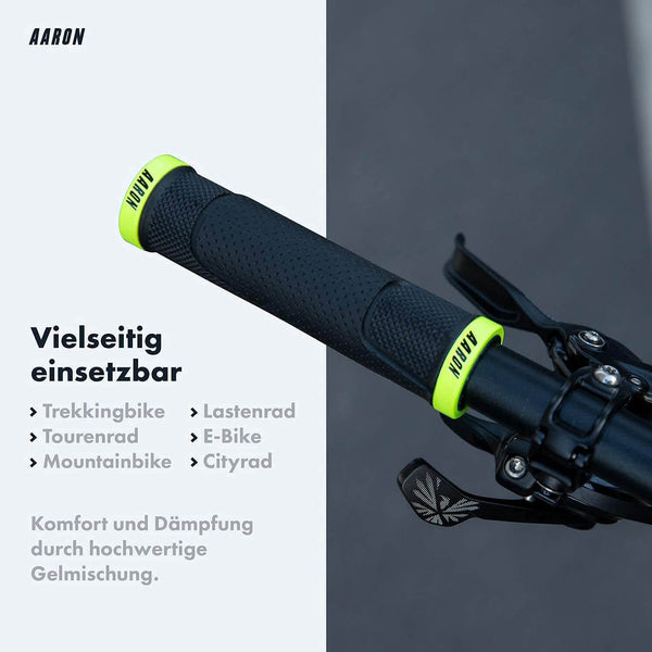 AARON MTB Fahrradgriffe - Gelb, ergonomische, rutschfeste Gelgriffe für sicheren Halt und hohen Fahrkomfort