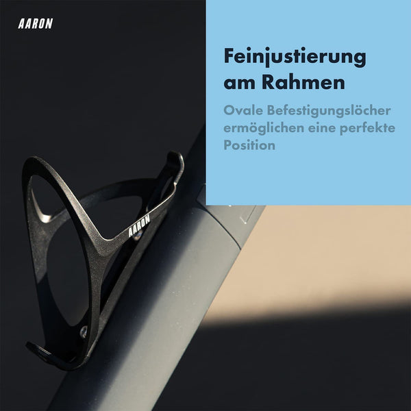 AARON Race Cage Flaschenhalter aus robustem Nylon mit ovalen Befestigungslöchern für perfekte Rahmenmontage.